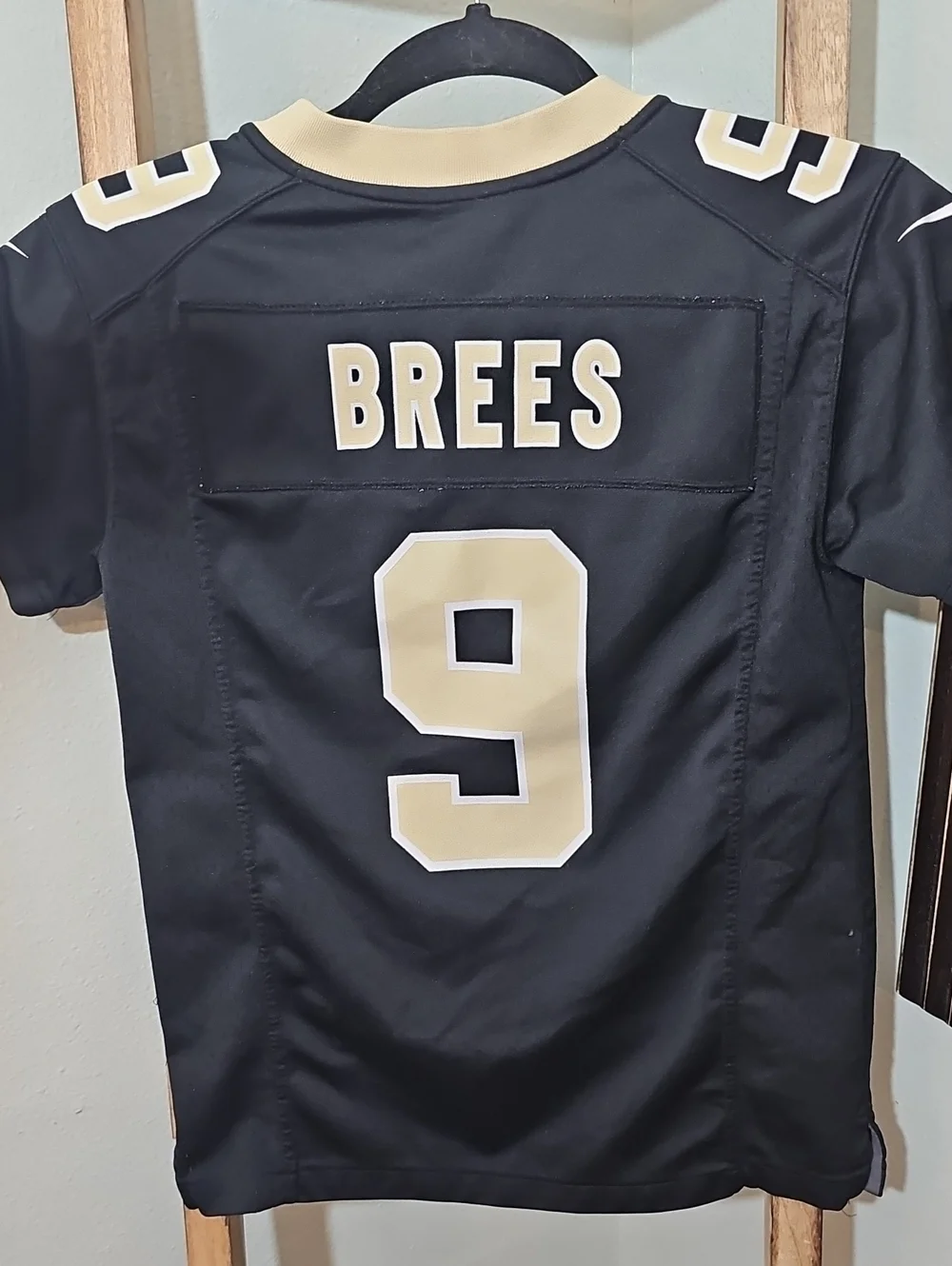 Nike Black and Gold Kids Football Jersey #9 Brees